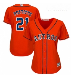 Womens Majestic Houston Astros 21 Andy Pettitte Authentic Orange Alternate Cool Base MLB Jersey