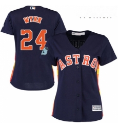 Womens Majestic Houston Astros 24 Jimmy Wynn Authentic Navy Blue Alternate Cool Base MLB Jersey 