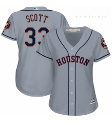 Womens Majestic Houston Astros 33 Mike Scott Replica Grey Road Cool Base MLB Jersey