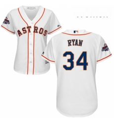 Womens Majestic Houston Astros 34 Nolan Ryan Replica White Home 2017 World Series Champions Cool Base MLB Jersey