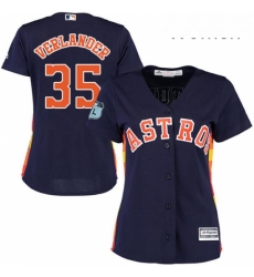 Womens Majestic Houston Astros 35 Justin Verlander Replica Navy Blue Alternate Cool Base MLB Jersey 