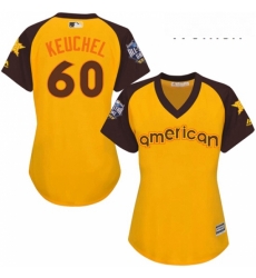 Womens Majestic Houston Astros 60 Dallas Keuchel Authentic Yellow 2016 All Star American League BP Cool Base MLB Jersey