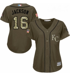 Womens Majestic Kansas City Royals 16 Bo Jackson Authentic Green Salute to Service MLB Jersey