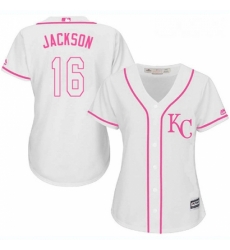 Womens Majestic Kansas City Royals 16 Bo Jackson Replica White Fashion Cool Base MLB Jersey