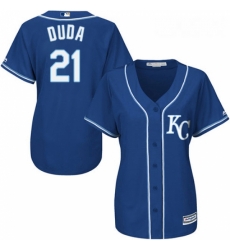 Womens Majestic Kansas City Royals 21 Lucas Duda Replica Blue Alternate 2 Cool Base MLB Jersey 