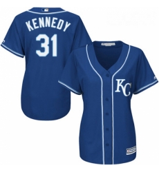 Womens Majestic Kansas City Royals 31 Ian Kennedy Authentic Blue Alternate 2 Cool Base MLB Jersey