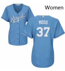 Womens Majestic Kansas City Royals 37 Brandon Moss Replica Light Blue Alternate 1 Cool Base MLB Jersey