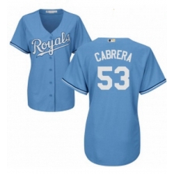 Womens Majestic Kansas City Royals 53 Melky Cabrera Authentic Light Blue Alternate 1 Cool Base MLB Jersey 