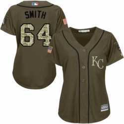 Womens Majestic Kansas City Royals 64 Burch Smith Authentic Green Salute to Service MLB Jersey 