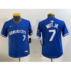 Youth Kansas City Royals 7 Bobby Witt Jr  Royal Limited Stitched Baseball Jersey