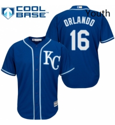 Youth Majestic Kansas City Royals 16 Paulo Orlando Replica Blue Alternate 2 Cool Base MLB Jersey