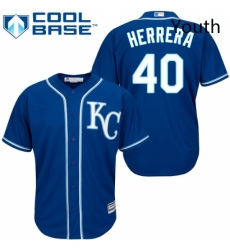 Youth Majestic Kansas City Royals 40 Kelvin Herrera Authentic Blue Alternate 2 Cool Base MLB Jersey