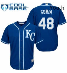 Youth Majestic Kansas City Royals 48 Joakim Soria Replica Blue Alternate 2 Cool Base MLB Jersey