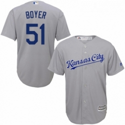 Youth Majestic Kansas City Royals 51 Blaine Boyer Authentic Grey Road Cool Base MLB Jersey 