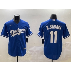 Men Los Angeles Dodgers 11 Roki Sasaki Royal Cool Base Stitched Baseball Jersey