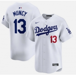 Men Los Angeles Dodgers 13 Max Muncy White Limited Stitched Baseball Jersey