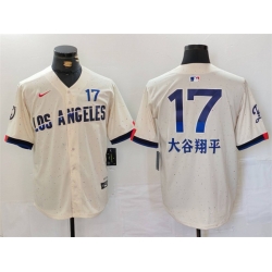 Men Los Angeles Dodgers 17 Shohei Ohtani Cream 2024 City Connect Limited Stitched Baseball Jersey