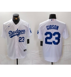 Men Los Angeles Dodgers 23 Kirk Gibson White Cool Base Stitched Baseball Jersey 5