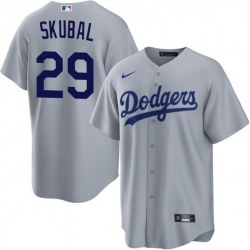 Men Los Angeles Dodgers  29 Tarik Skubal Grey Cool Base Stitched Baseball Jersey