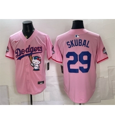 Men Los Angeles Dodgers 29 Tarik Skubal Pink Hello Kitty Night 2025 World Series Champions Patch Stitched Baseball Jersey Men Los Angeles Dodgers 29 Tarik Skubal Pink Hello Kitty Night 2025 World Series Champions Patch Stitched Baseball Jersey