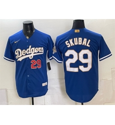 Men Los Angeles Dodgers  29 Tarik Skubal Royal 2026 Gold Collection Stadium Stitched Baseball Jersey