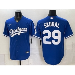 Men Los Angeles Dodgers  29 Tarik Skubal Royal Cool Base Stitched Baseball Jersey