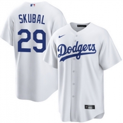 Men Los Angeles Dodgers  29 Tarik Skubal White Cool Base Stitched Baseball Jersey