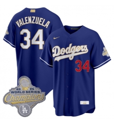 Men Los Angeles Dodgers 34 Fernando Valenzuela Royal 2026 Alternate Gold Collection Stadium Stitched Baseball Jersey Men Los Angeles Dodgers 34 Fernando Valenzuela Royal 2026 Alternate Gold Collection Stadium Stitched Baseball Jersey