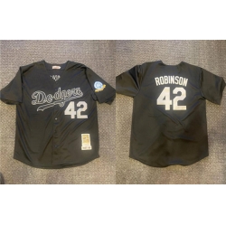 Men Los Angeles Dodgers 42 Jackie Robinson Black 1947 56 60th Anniversary Patch Stitched Baseball Jersey