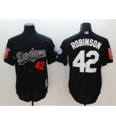 Men Los Angeles Dodgers 42 Robinson Black Throwback MLB Jerseys