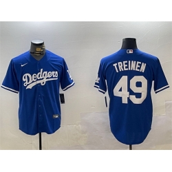 Men Los Angeles Dodgers 49 Blake Treinen Royal Cool Base Stitched Baseball Jersey