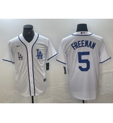 Men Los Angeles Dodgers 5 Freddie Freeman White Cool Base Stitched Baseball Jersey