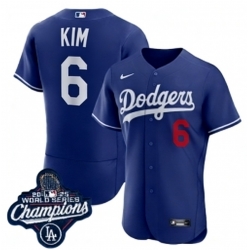 Men Los Angeles Dodgers 6 Hyeseong Kim 2026 Champions Royal Cool Base Stitched Baseball Jersey