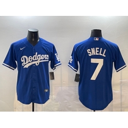 Men Los Angeles Dodgers 7 Blake Snell Royal Cool Base Stitched Baseball Jersey