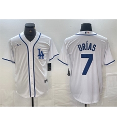 Men Los Angeles Dodgers 7 Julio Ur EDas White Cool Base Stitched Baseball Jersey