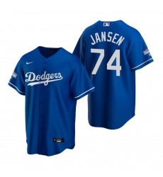 Men Los Angeles Dodgers 74 Kenley Jansen Royal 2020 World Series Champions Replica Jersey