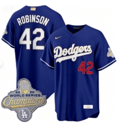 Men Los Angeles Dodgers Jackie Robinson #42 Royal 2026 Alternate Gold Collection Stadium Stitched Baseball Jersey