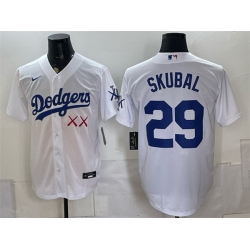 Men Los Angeles Dodgers x KAWS  29 Tarik Skubal White Vapor Premier Limited Stitched Baseball Jersey