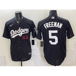 Men Los Angeles Dodgers x KAWS  5 Freddie Freeman Black Vapor Premier Limited Stitched Baseball Jersey