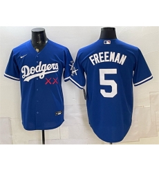 Men Los Angeles Dodgers x KAWS  5 Freddie Freeman Royal Vapor Premier Limited Stitched Baseball Jersey