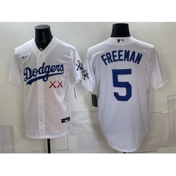 Men Los Angeles Dodgers x KAWS  5 Freddie Freeman White Vapor Premier Limited Stitched Baseball Jersey