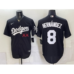 Men Los Angeles Dodgers x KAWS  8 Enrique Hernandez Black Vapor Premier Limited Stitched Baseball Jersey