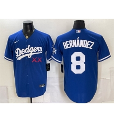 Men Los Angeles Dodgers x KAWS  8 Enrique Hernandez Royal Vapor Premier Limited Stitched Baseball Jersey