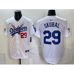 Men Los Angeles Dodgers x One Piece  29 Tarik Skubal White Vapor Premier Limited Stitched Baseball Jersey