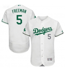 Men Majestic Los Angeles Dodgers Freddie Freeman #5 White Celtic Flexbase Authentic Collection MLB Jersey