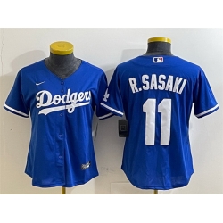 Women Los Angeles Dodgers 11 Roki Sasaki Royal Cool Base Stitched Baseball Jersey 