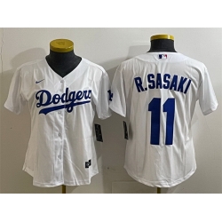 Women Los Angeles Dodgers 11 Roki Sasaki White Cool Base Stitched Baseball Jersey 