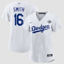 Women Los Angeles Dodgers 16 Will Smith White 2025 World Series Home Cool Base Stitched Baseball Jersey 