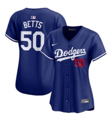 Women Los Angeles Dodgers Mookie Betts #50 Blue Flex Base 2024 Home Stitched Jersey