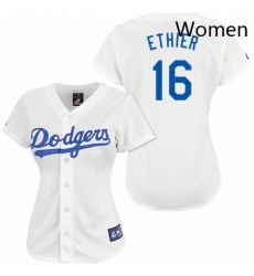 Womens Majestic Los Angeles Dodgers 16 Andre Ethier Replica White MLB Jersey